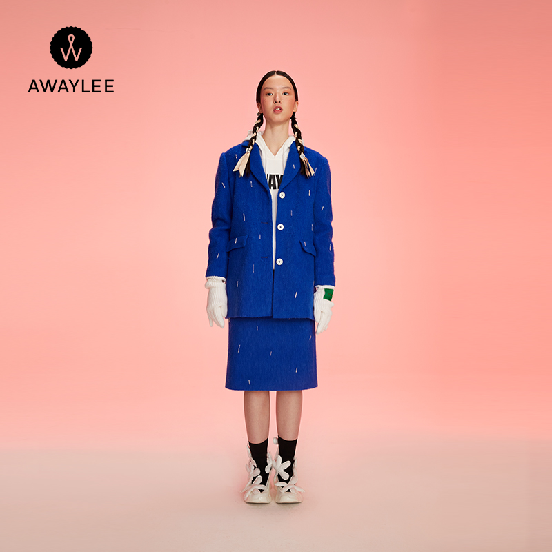 AWAYLEE设计师品牌 2021秋冬新品钉珠西装半裙