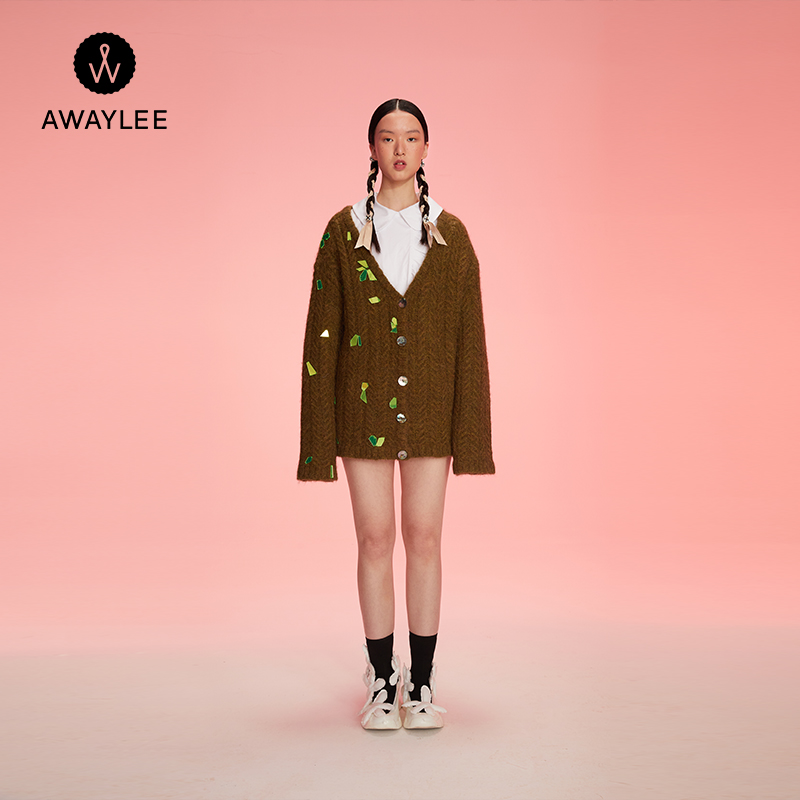 AWAYLEE设计师品牌 2021秋冬新品亮片针织开衫