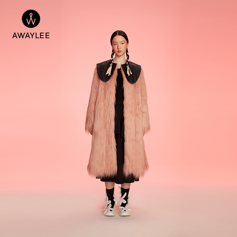 AWAYLEE设计师品牌 2021秋冬新品PU人造毛大衣