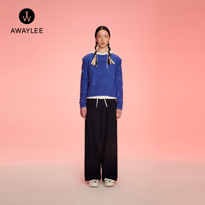 AWAYLEE设计师品牌 2021秋冬新品克莱因蓝针织毛衣