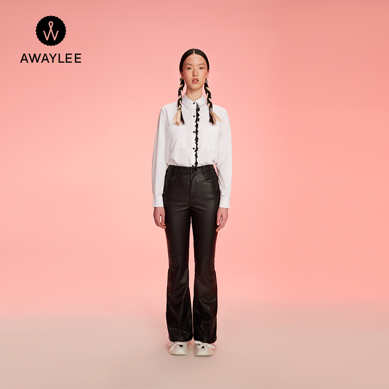 AWAYLEE设计师品牌 2021秋冬新品白色流苏衬衫