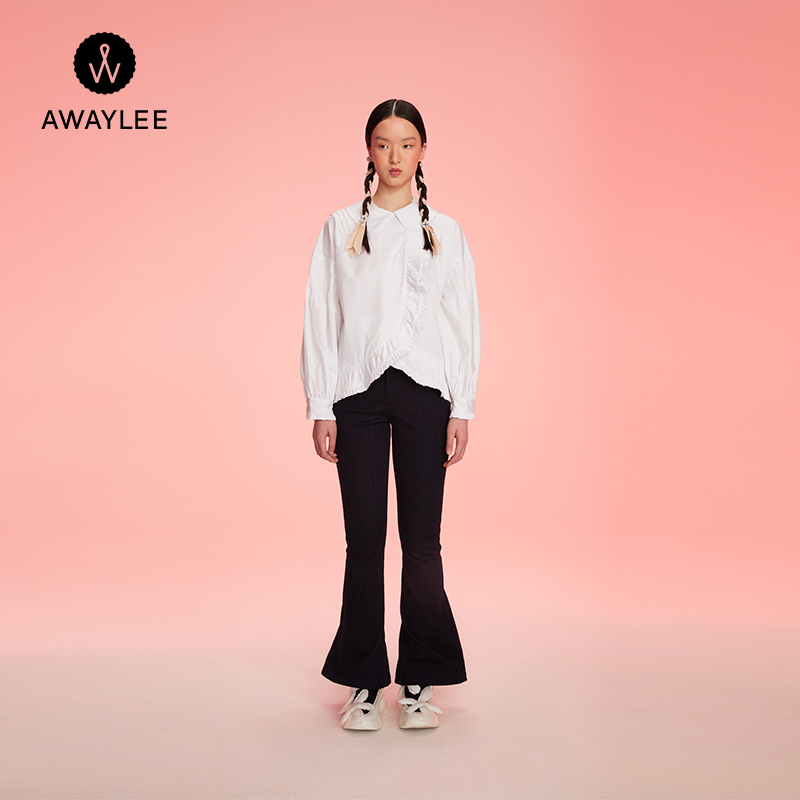 AWAYLEE设计师品牌 2021秋冬新品黑色牛仔长裤